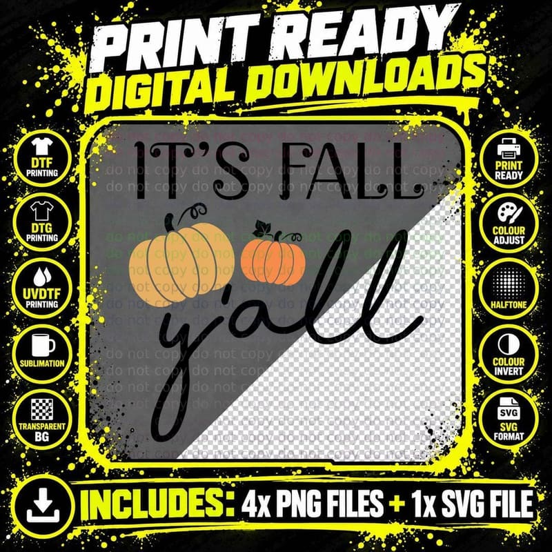 Two Pumpkins Simple Illustration Fall T-Shirt Png SVG Digital Bundle