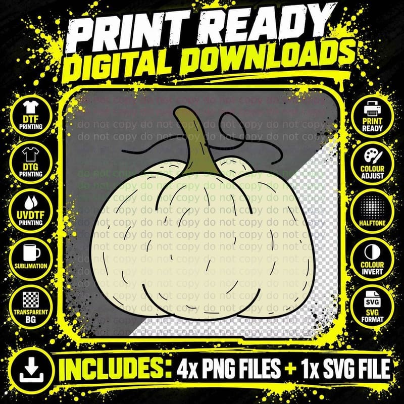 White Gourd Green Stem Fall T-Shirt Png SVG Digital Bundle
