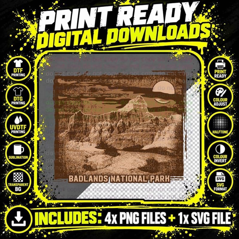 Badlands National Park Landscape Brown T-Shirt Png SVG Digital Bundle