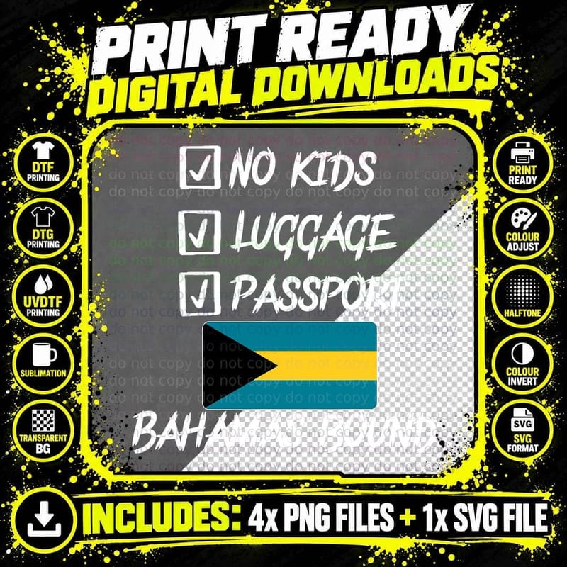 Bahamas Travel Clothing for Couples Traveling to the Png SVG Digital Bundle