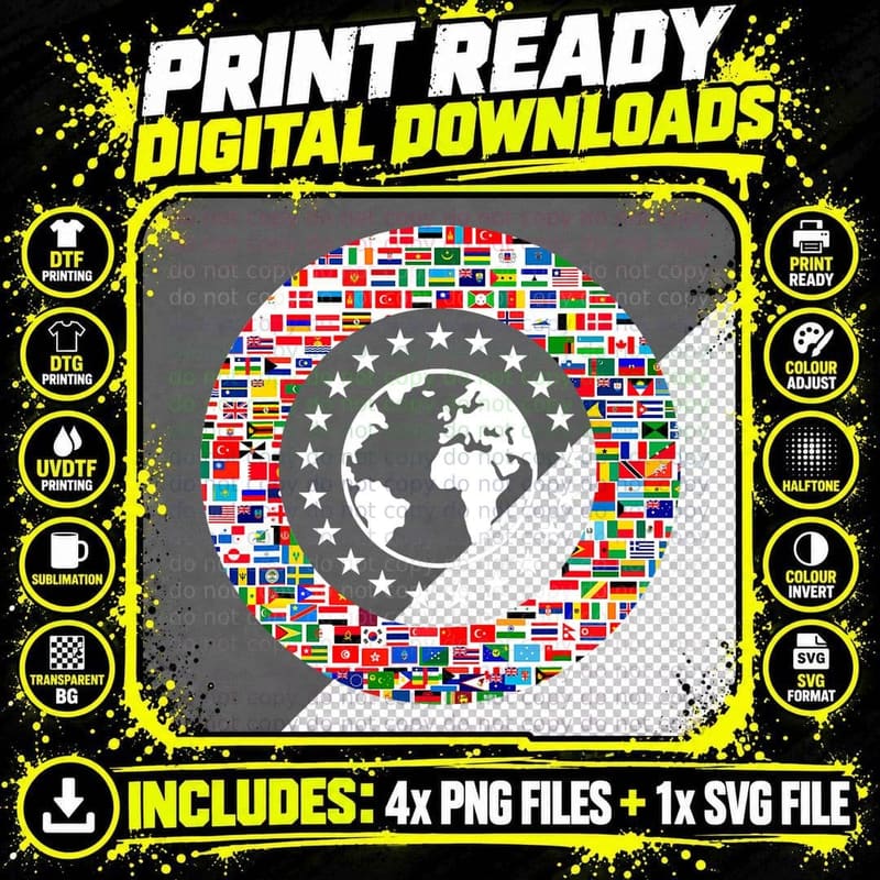 Earth Globe World Flags the Countries of the World Png SVG Digital Bundle