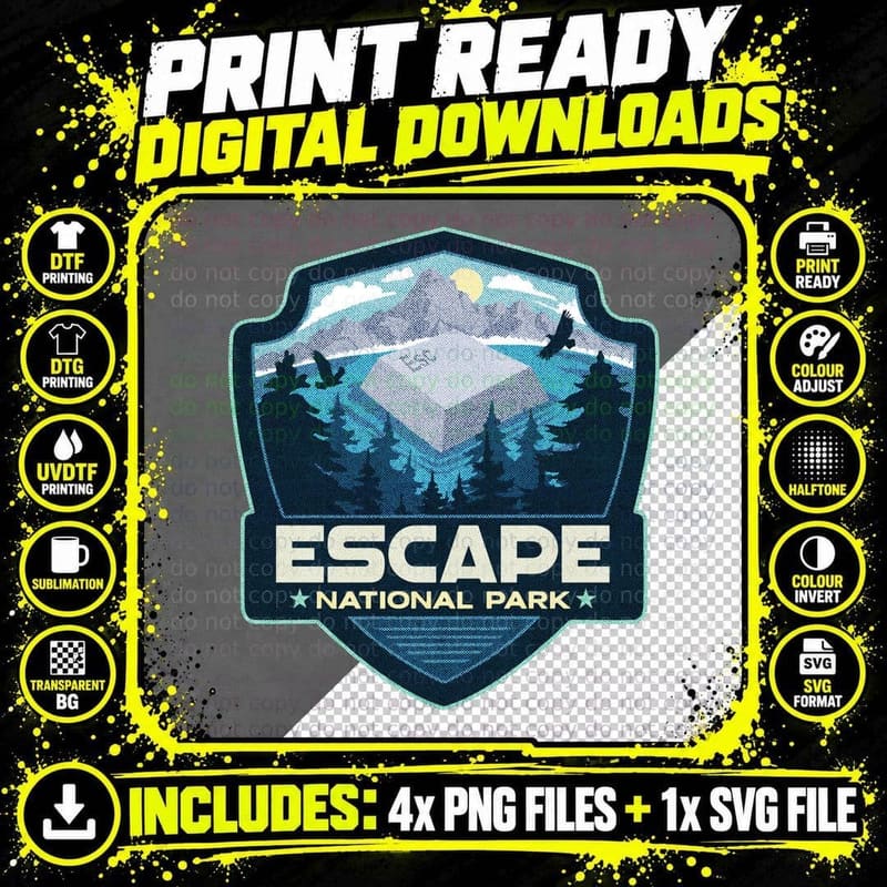 Escape National PARK T-Shirt Png SVG Digital Bundle