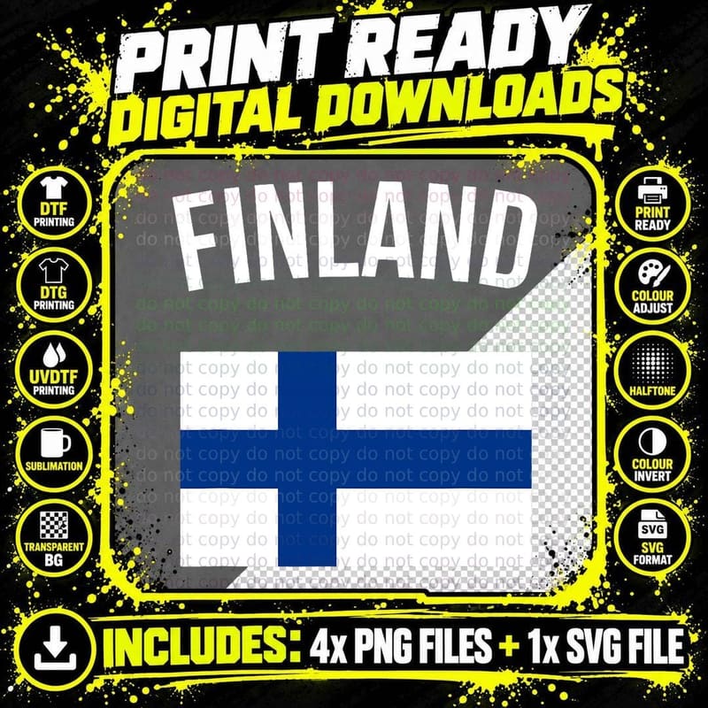 Finland T-Shirt Finnish Flag Tee Travel Gift & Souvenir Png SVG Digital Bundle