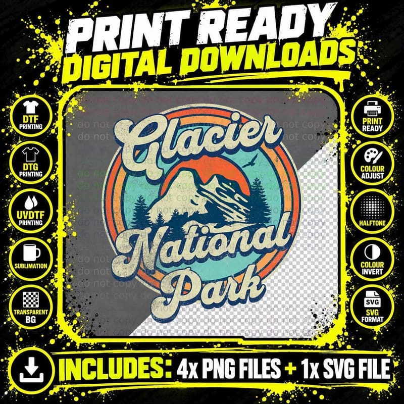 Glacier National Park T-Shirt Png SVG Digital Bundle