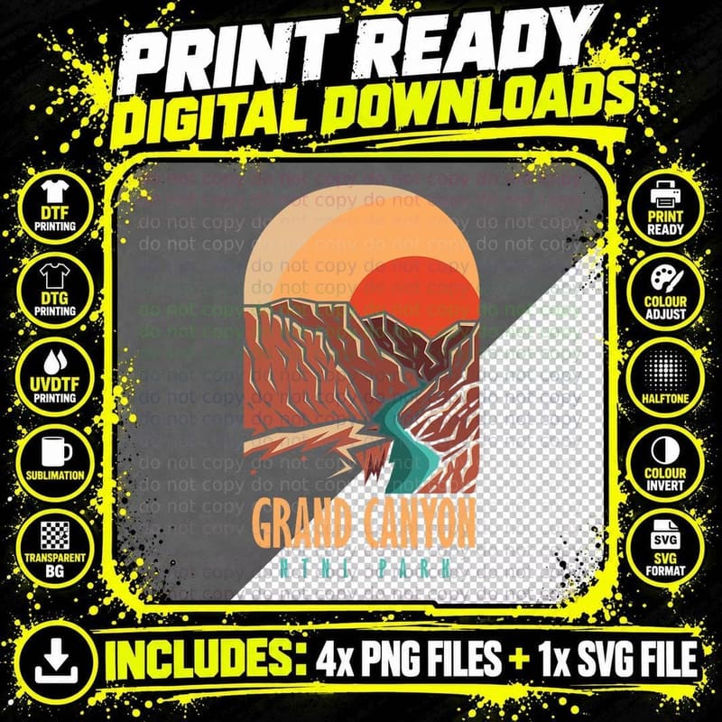 Grand Canyon National Park Mountains Nature T-Shirt Png SVG Digital Bundle