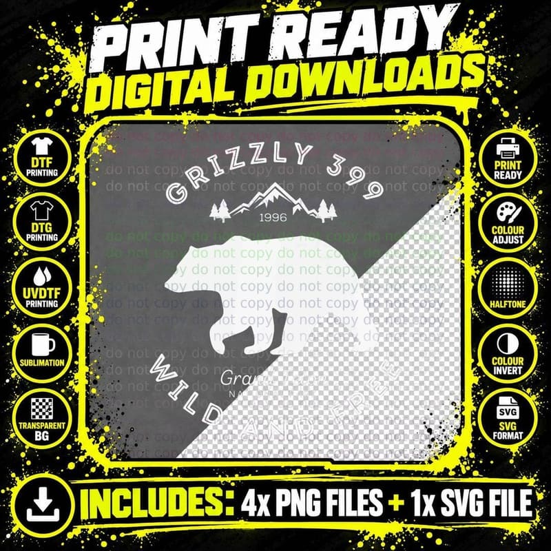 Grizzly 399 Wild & Free Grand Teton National Park Png SVG Digital Bundle