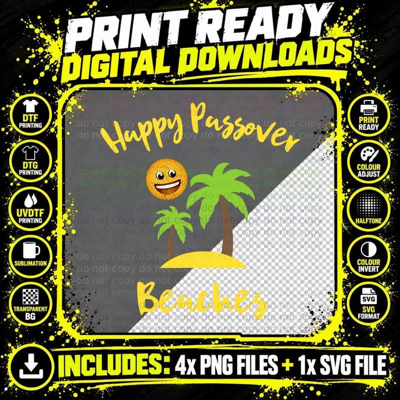 Happy Passover Beaches Jewish Travel Israel Matzah Gift Png SVG Digital Bundle