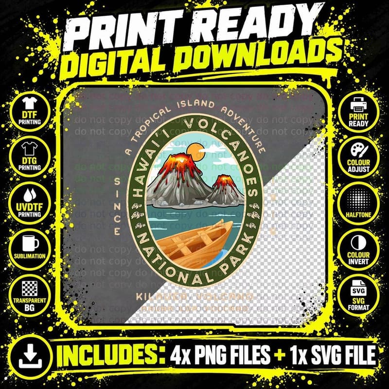 Hawaii National Park Volcanoes Tees Kilauea Mauna Loa Png SVG Digital Bundle
