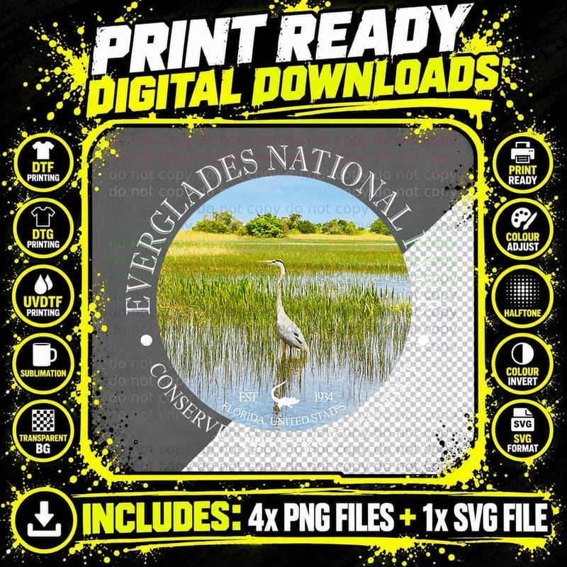 Heron Everglades National Park Conservation Gift T-Shirt Png SVG Digital Bundle