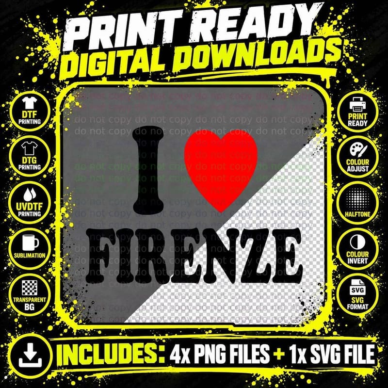 I Heart (Love) Firenze Florence Italy Travel Tourism Png SVG Digital Bundle