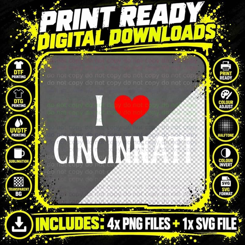 I Love Cincinnati I Heart Cincinnati Holiday Travel Png SVG Digital Bundle