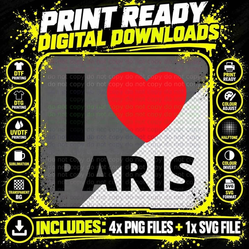 I Love Paris - Travel Tourist T-Shirt Png SVG Digital Bundle
