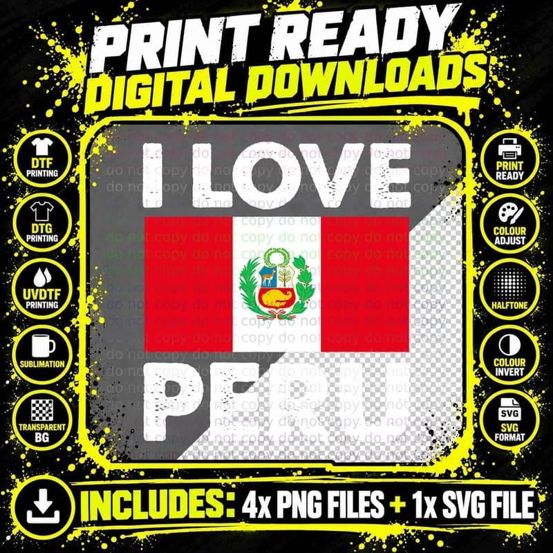 I Love Peru I Heart Peru Family Travel Peru Flag T-Shirt Png SVG Digital Bundle