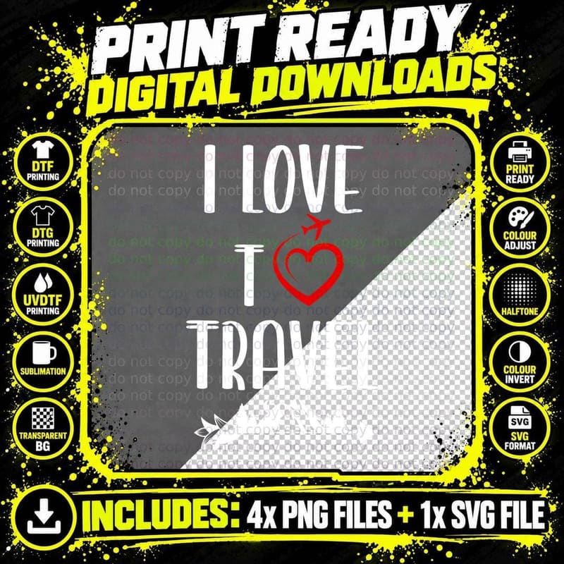 I Love to Travel Shirt, the Mountains Are Calling & I Png SVG Digital Bundle