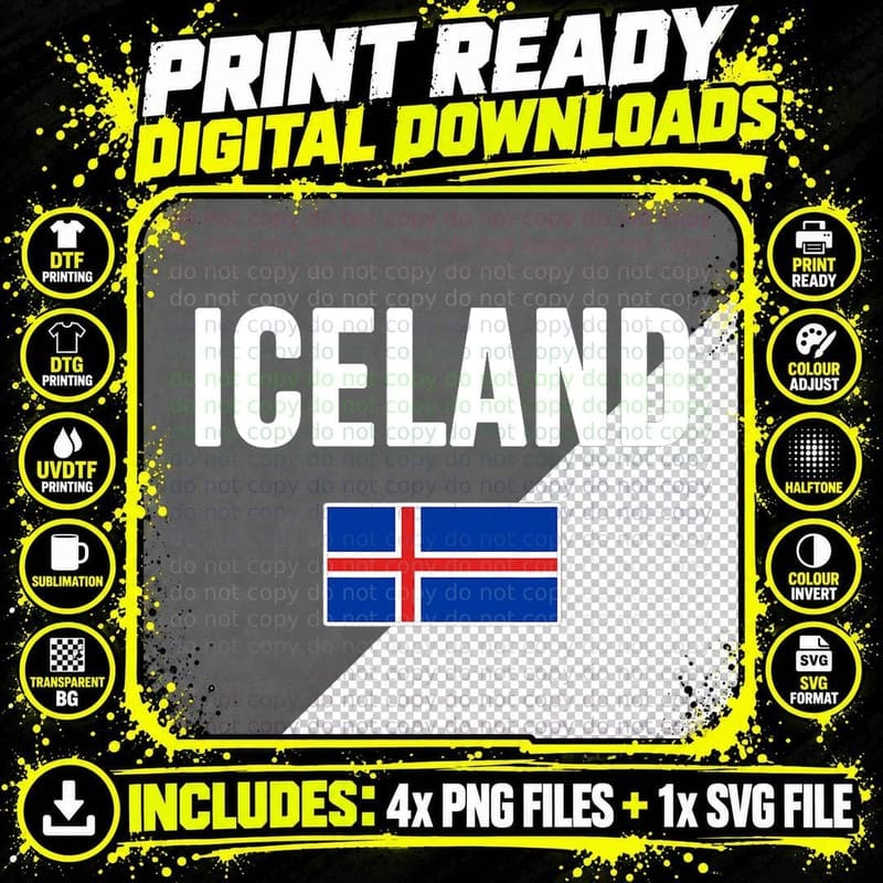 Iceland Icelandic Flag Reykjavik Travel Souvenir Love Png SVG Digital Bundle