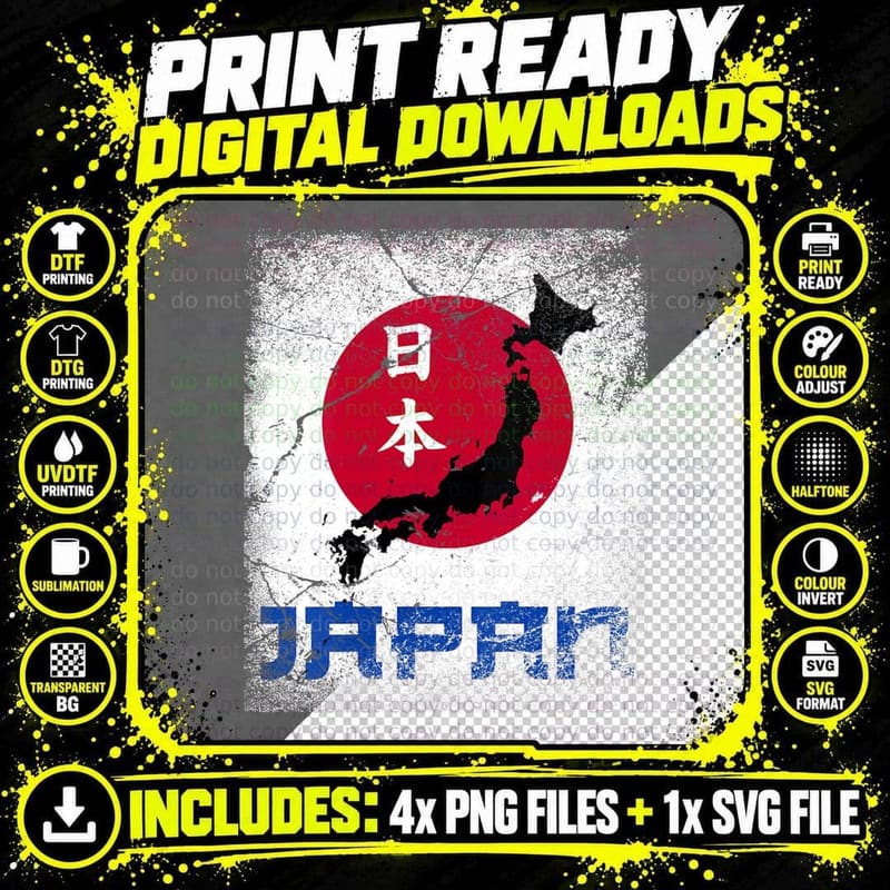 Japan, Japanese, Japan Map, Japan Flag. Png SVG Digital Bundle