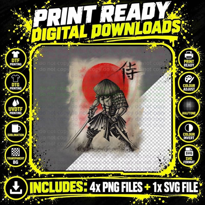 Japanese Samurai Warrior Japan Bushido Png SVG Digital Bundle