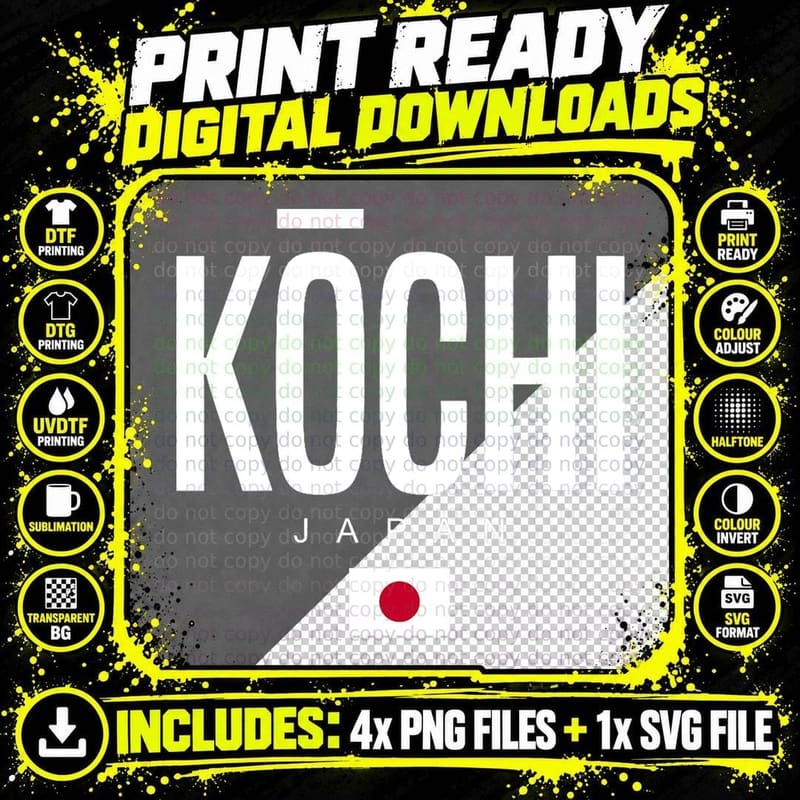 Kochi Japan Graphic Art Design, Japanese Culture Png SVG Digital Bundle