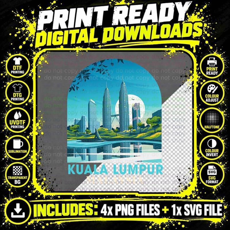 Kuala Lumpur Malaysia Travel Petronas Twin Towers Png SVG Digital Bundle