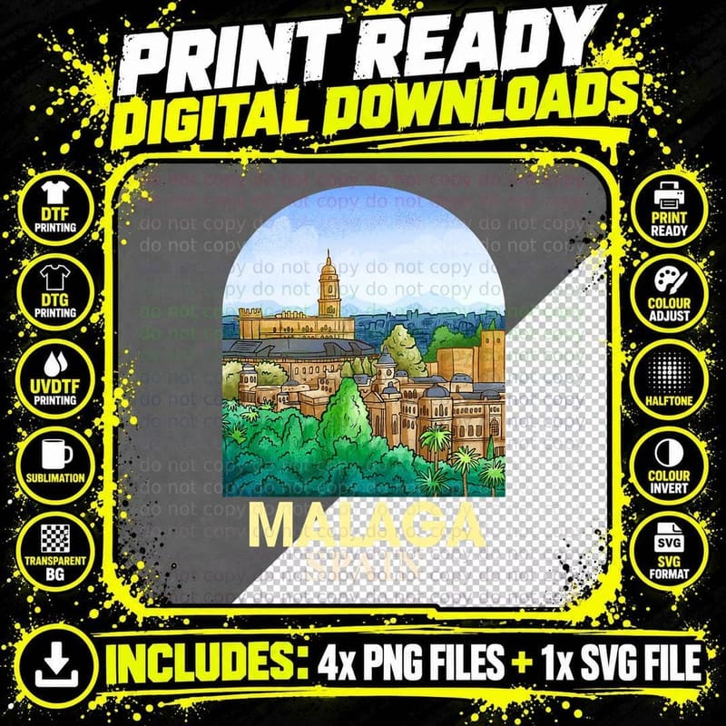 Malaga Spain Travel Catedral De Malaga Traveling Spain Png SVG Digital Bundle