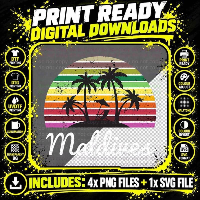 Maldives Souvenir Maldives Travel T-Shirt Png SVG Digital Bundle