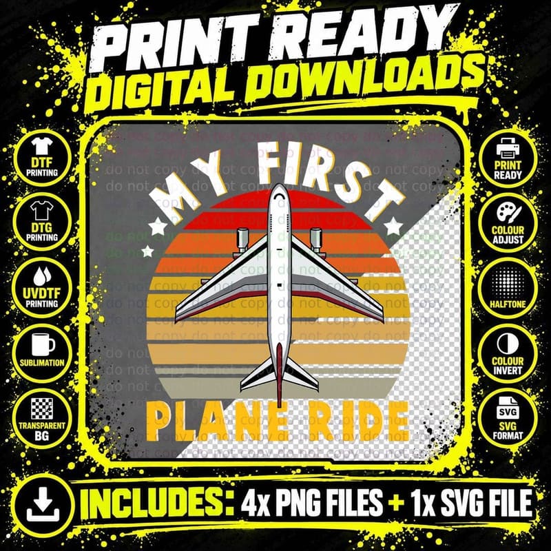 My First Plane Ride Airplane Travel T-Shirt Png SVG Digital Bundle