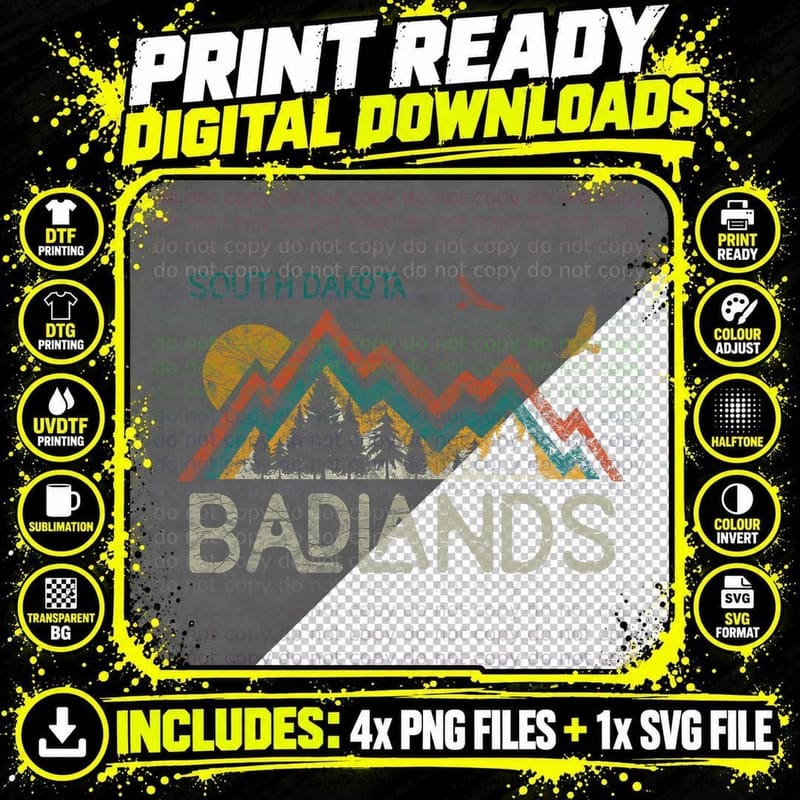 National Park Badlands South Dakota the Mount Rushmore Png SVG Digital Bundle