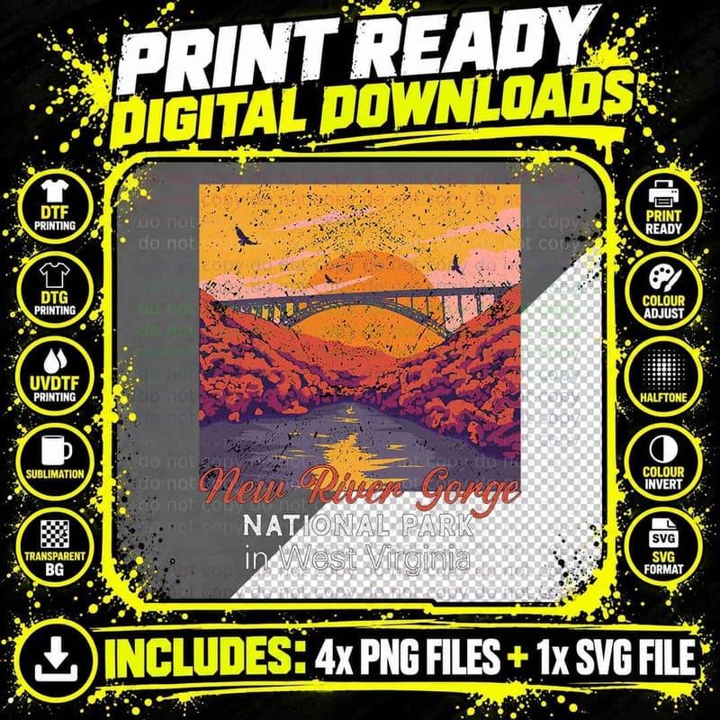 New River Gorge National Park West Virginia T-Shirt Png SVG Digital Bundle