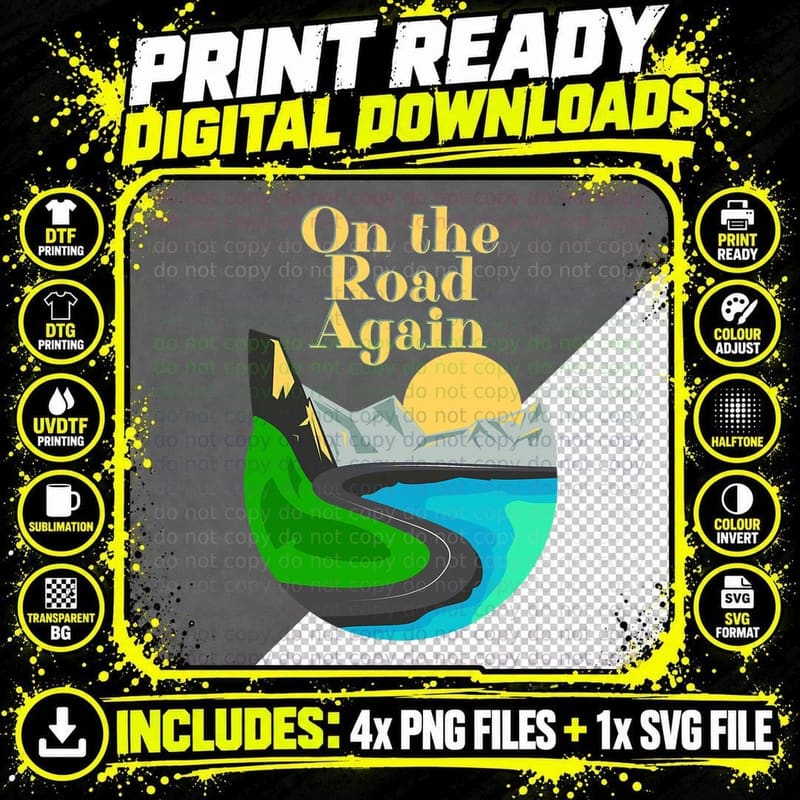 On the Road Again - Family Road Trip and Long Drives Png SVG Digital Bundle
