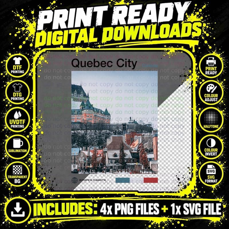 Quebec Travel Art - Quebec Souvenir Canada - Canadian Png SVG Digital Bundle