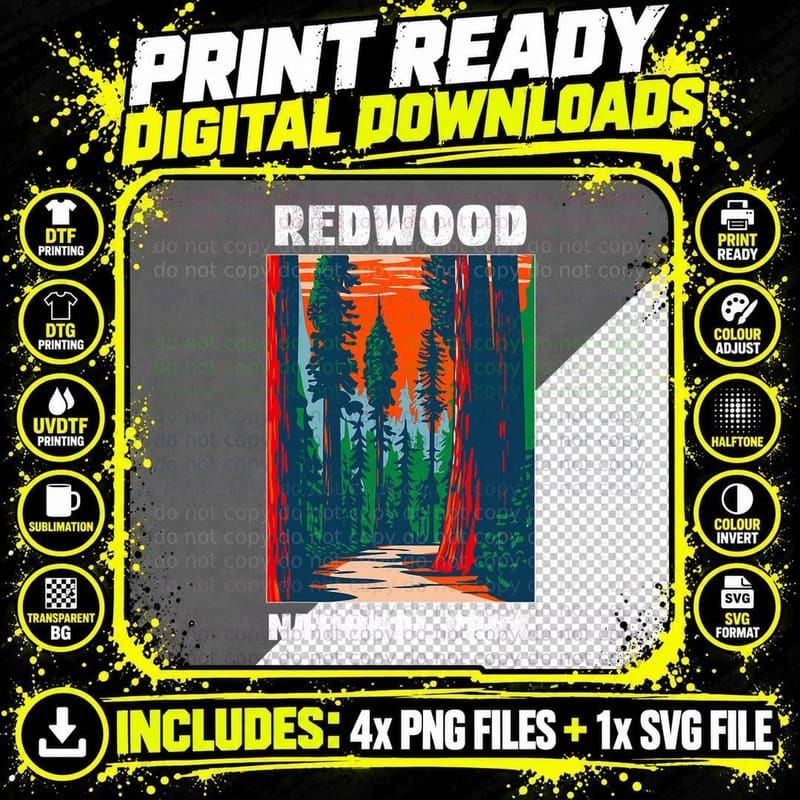 Redwood National Park Visit Our National Parks T-Shirt Png SVG Digital Bundle