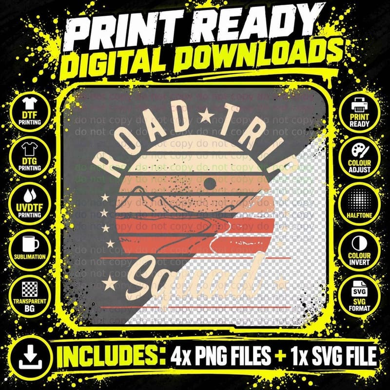 Road Trip Squad Road Trip T-Shirt Png SVG Digital Bundle