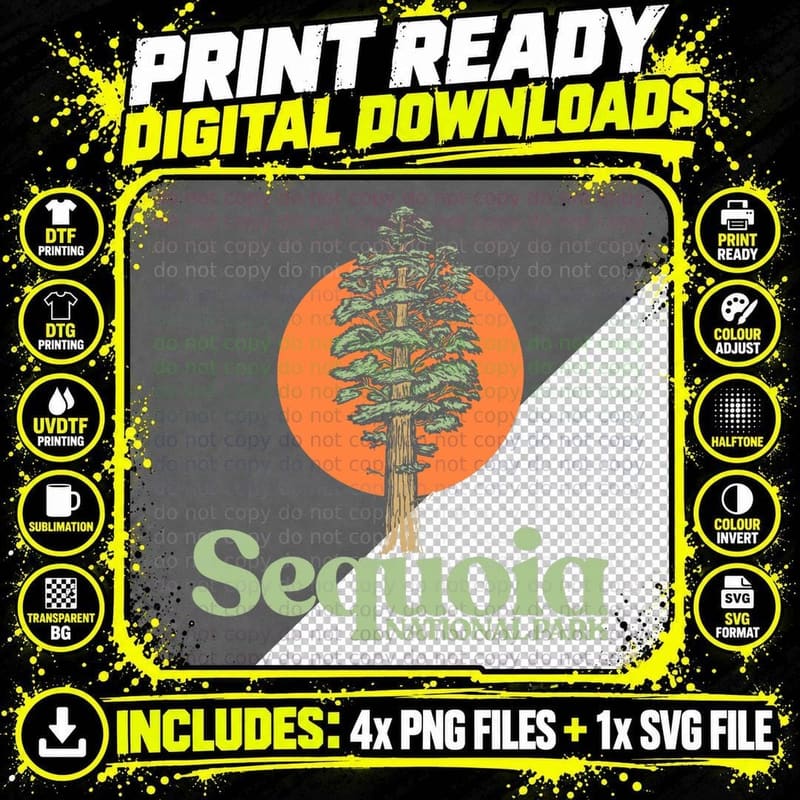 Sequoia National Park General Sherman Tree Graphic Png SVG Digital Bundle