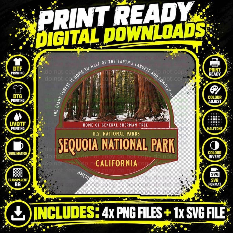 Sequoia National Park Giant Forest General Sherman Tree Png SVG Digital Bundle