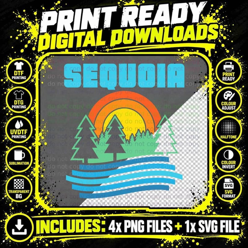 Sequoia National Park Outdoors Tree & River Nature Png SVG Digital Bundle