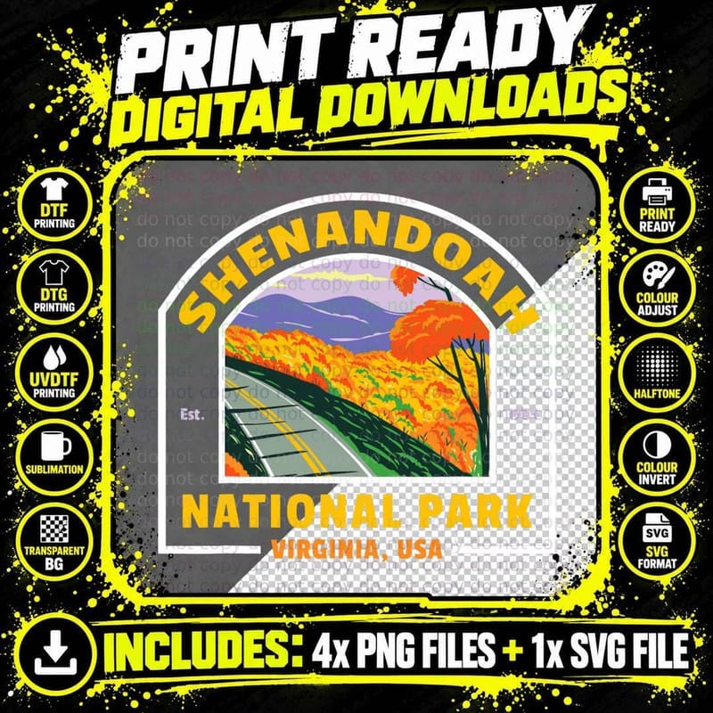 Shenandoah US National Park Virginia Gift T-Shirt Png SVG Digital Bundle