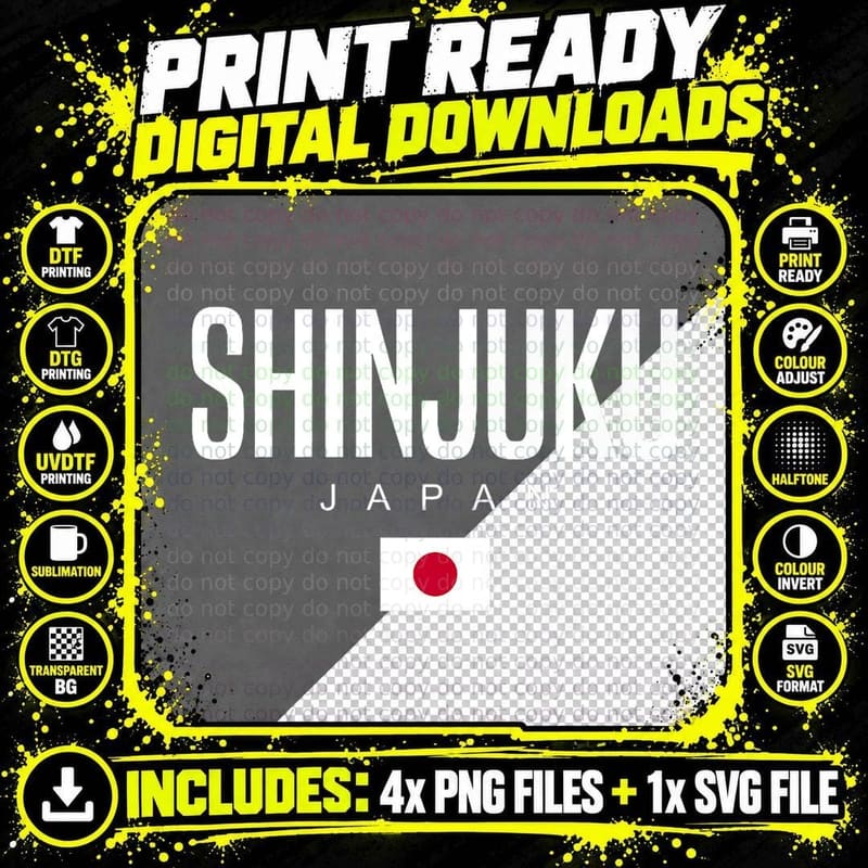 Shinjuku Japan, Japanese Culture Heritage Travel T-Shirt Png SVG Digital Bundle