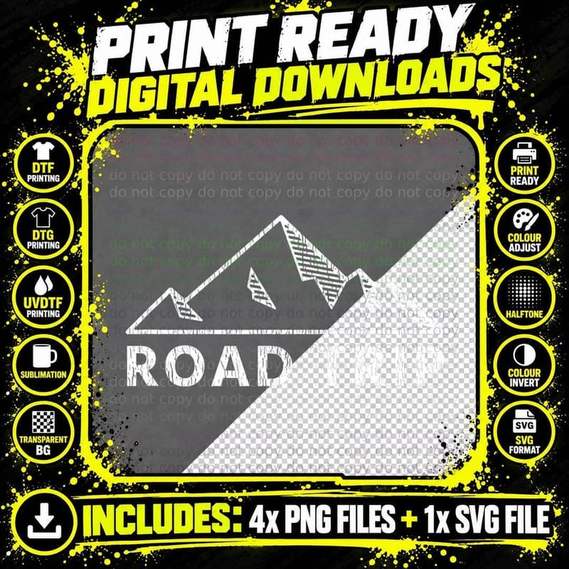 Simple Road Trip Mountains T-Shirt Png SVG Digital Bundle