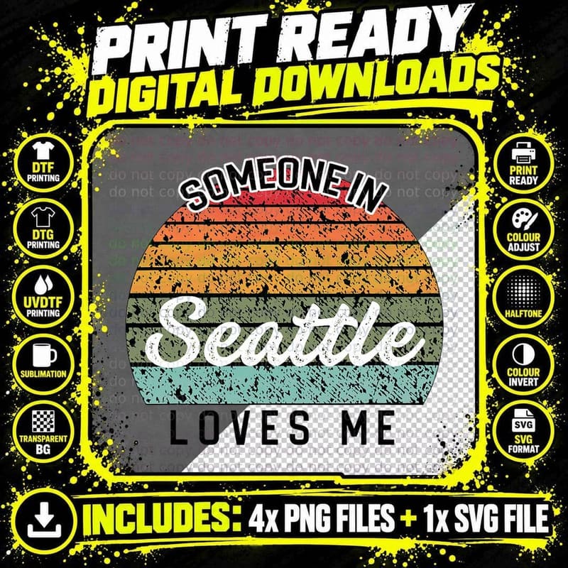 Someone in Seattle Loves Me United States Family Travel Png SVG Digital Bundle
