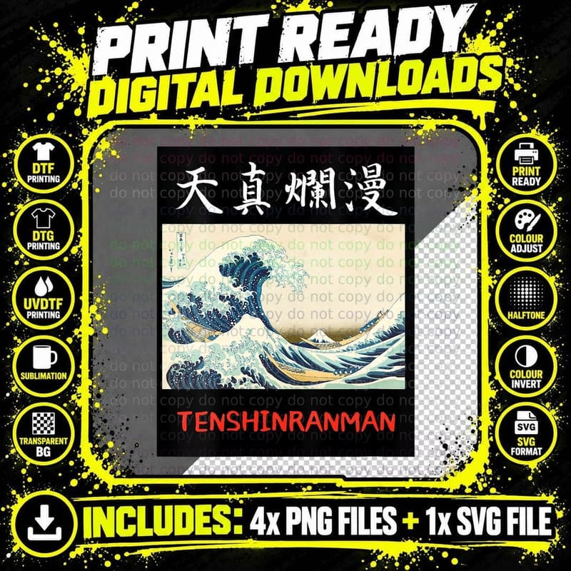 Tenshin Gangan Kanji Japan, Japanese Culture Heritage Png SVG Digital Bundle