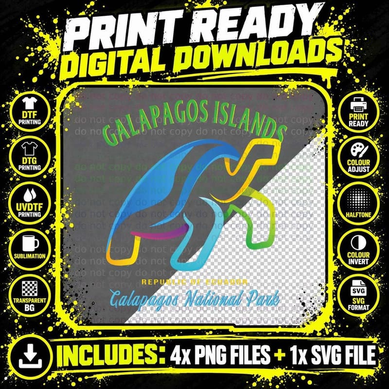 The Galapagos National Park Republic of Ecuador Tortoise Png SVG Digital Bundle
