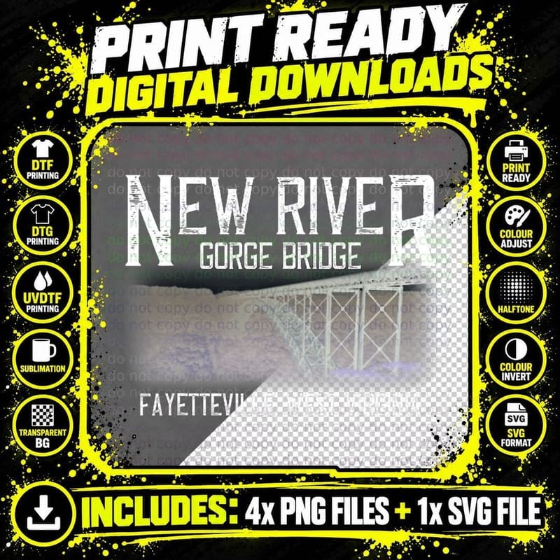 The New River Gorge Bridge Fayetteville West Virginia Png SVG Digital Bundle