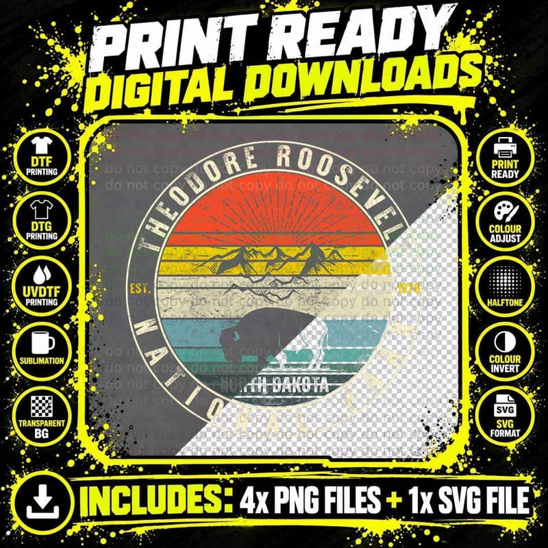 Theodore Roosevelt National Park North Dakota Hiker Png SVG Digital Bundle