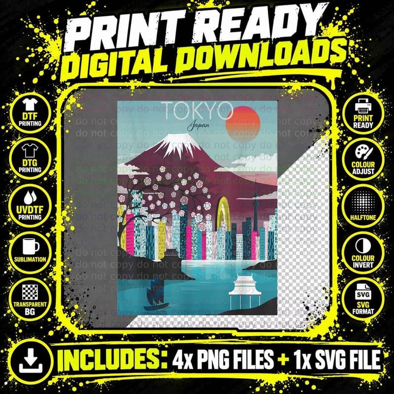 Tokyo Japan Travel Souvenir T-Shirt Png SVG Digital Bundle
