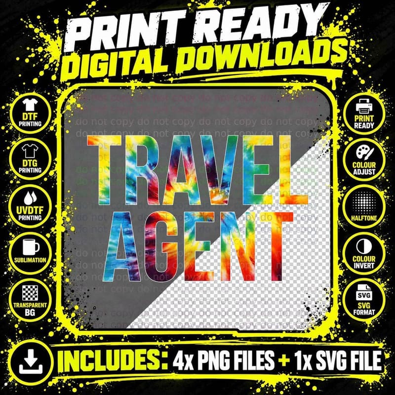 Travel Agent Appreciation Day Tie Dye for Women for Work Png SVG Digital Bundle