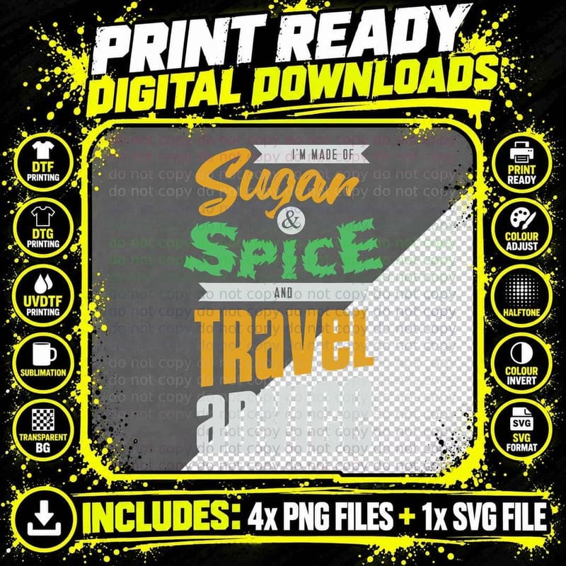 Travel Agent Gift Women Sugar and Spice Travel Advice Png SVG Digital Bundle