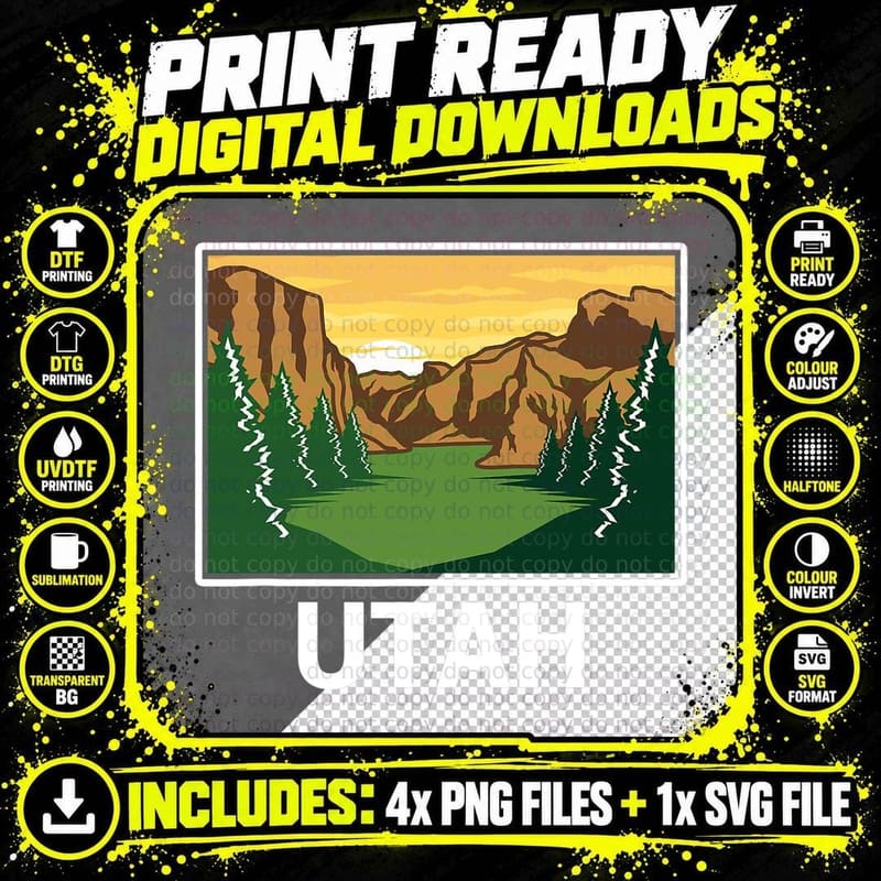 Utah Nature National Park Mountains Utah T-Shirt Png SVG Digital Bundle