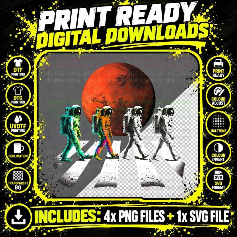 Walking Astronauts in Space Exploration Art Png SVG Digital Bundle