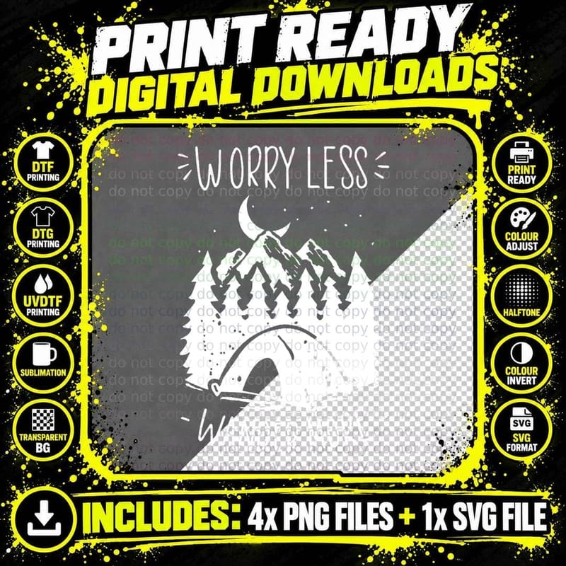 Worry Less, Wander More Travel Pocket T-Shirt Png SVG Digital Bundle