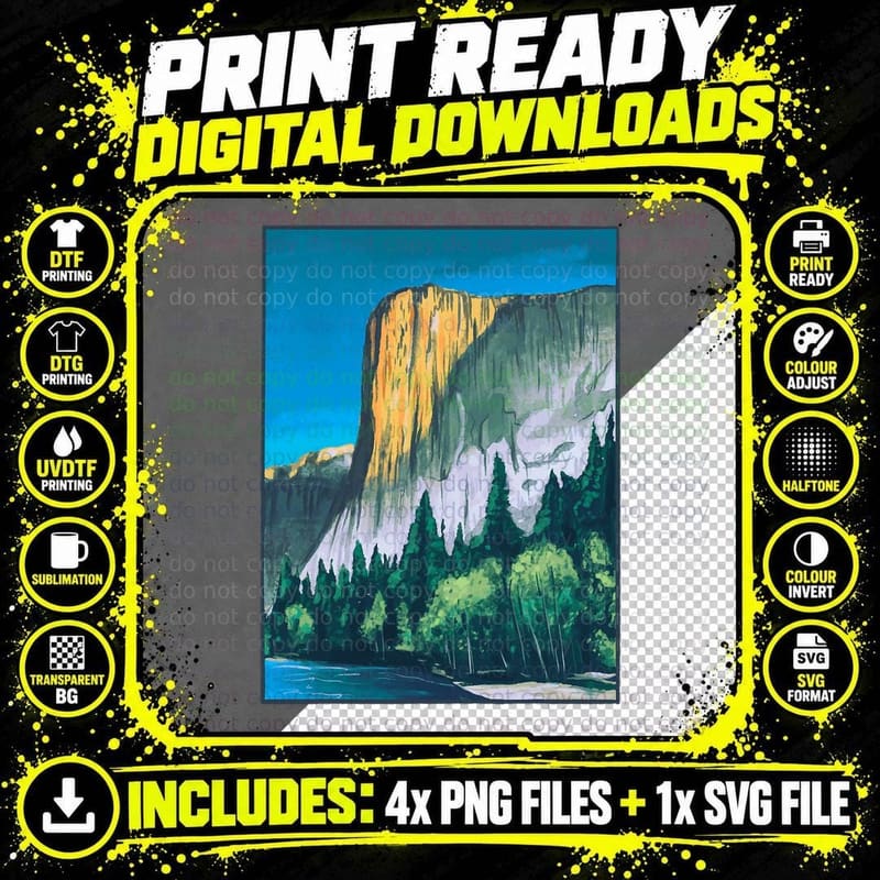 Yosemite T, National Park Painting Art Yosemite T-Shirt Png SVG Digital Bundle